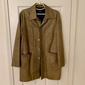 A.P.C. Paris Leather Coat Olive